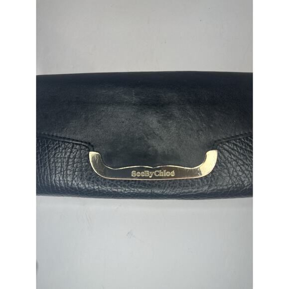 See By Chloe Black Leather Clutch designer luxury authentic Wallet chain include - Picture 3 of 10